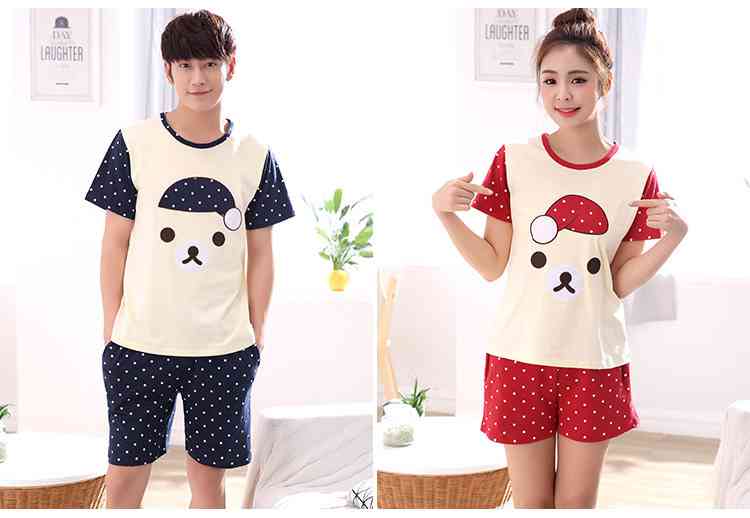 cotton parent-child pajamas short-sleeved family of three home service on sale