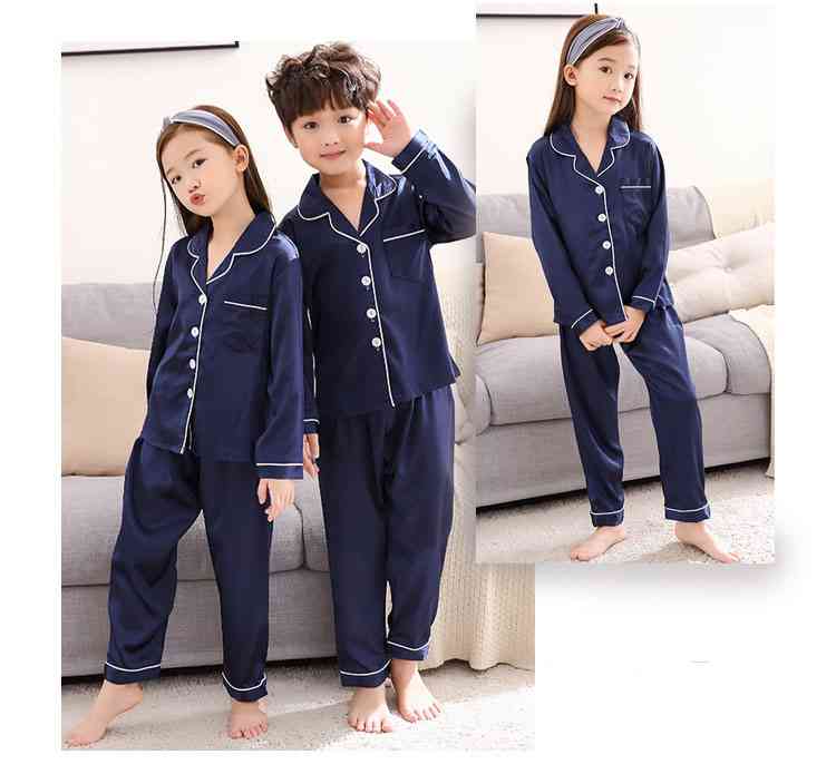 Silk Mother and Daughter Family of Three Outfit Ice Silk Parent-child Pajamas on sale 12