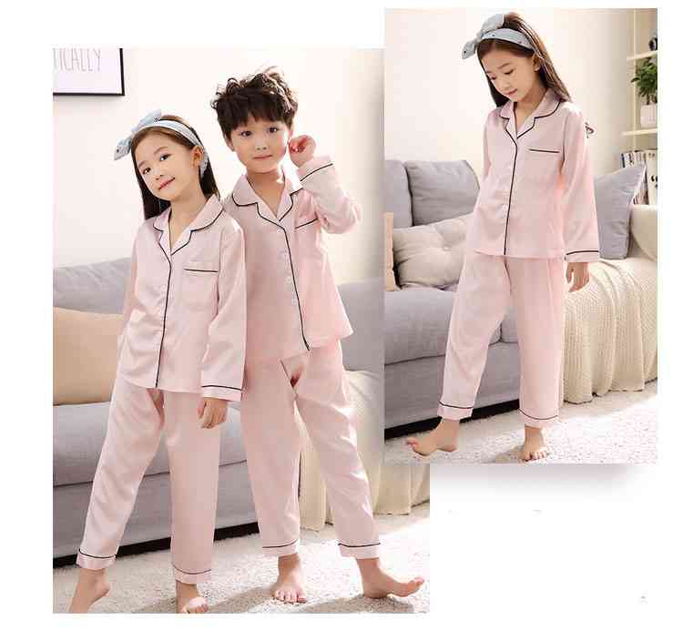Silk Mother and Daughter Family of Three Outfit Ice Silk Parent-child Pajamas on sale 4