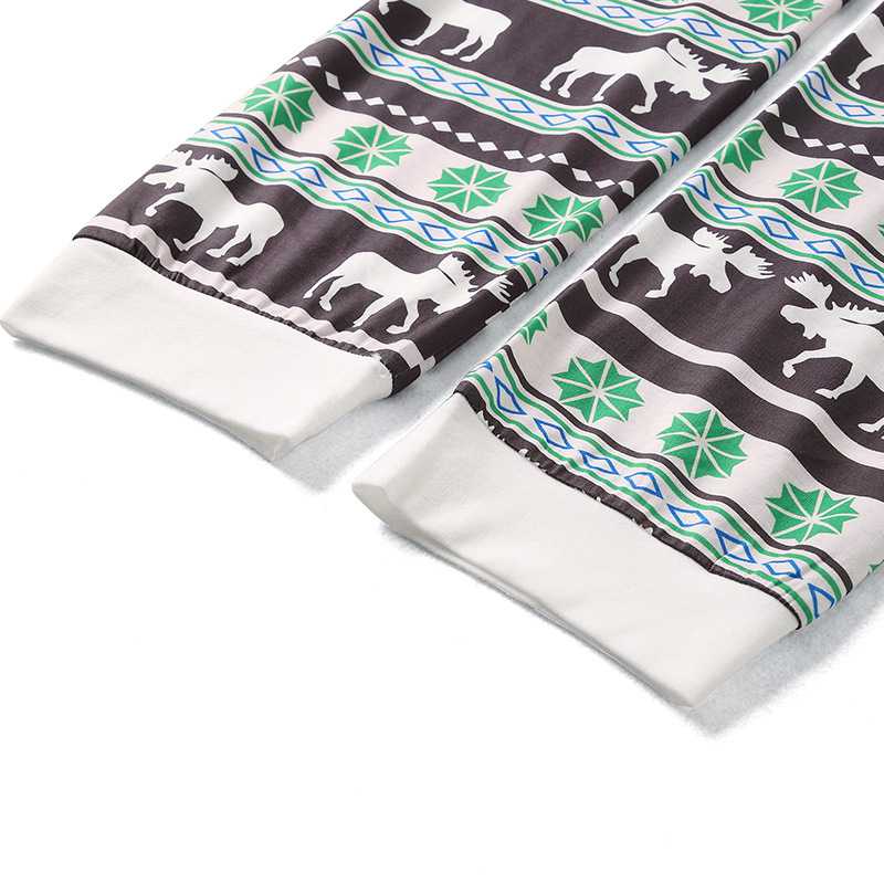 Knitted cotton parent-child Christmas elk animal print family pajamas on sale 9