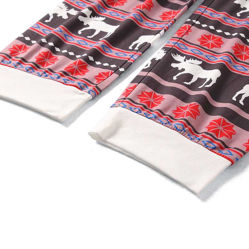 Knitted cotton parent-child Christmas elk animal print family pajamas on sale 11