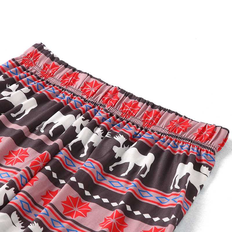 Knitted cotton parent-child Christmas elk animal print family pajamas on sale 19