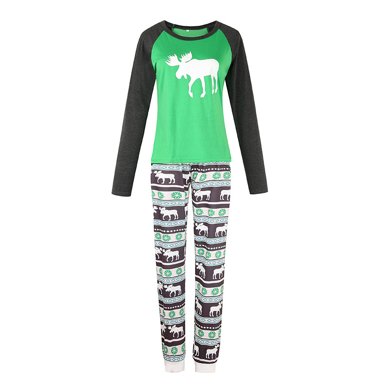 Knitted cotton parent-child Christmas elk animal print family pajamas on sale 25