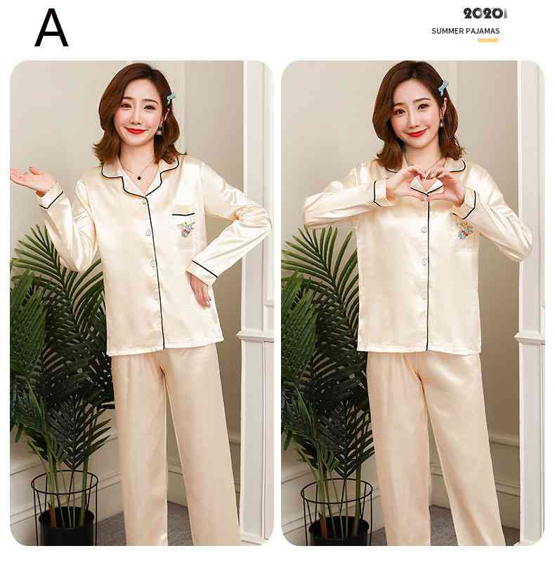 Simulation silk cute cartoon lapel family mother and child home service suit on sale