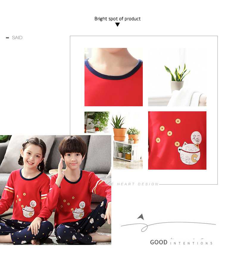 Parent-child pajamas long-sleeved cotton spring and autumn family of three boy and girl home service