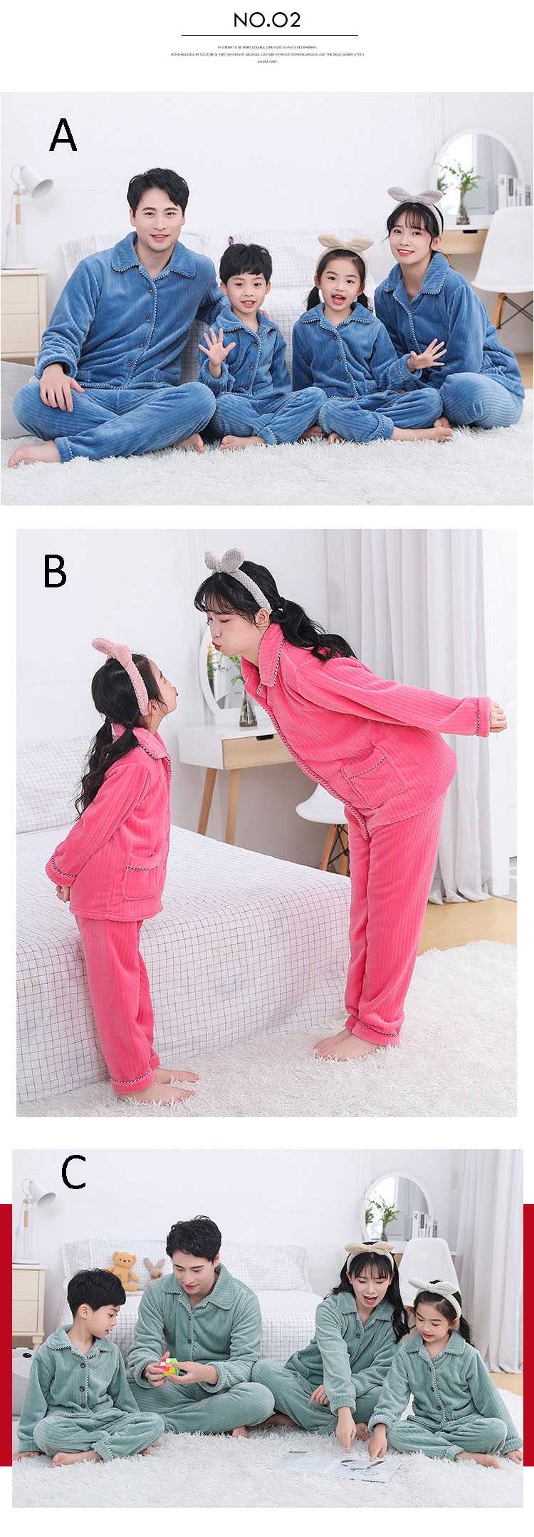 Autumn and winter new children's flannel pajamas family wear on sale 1