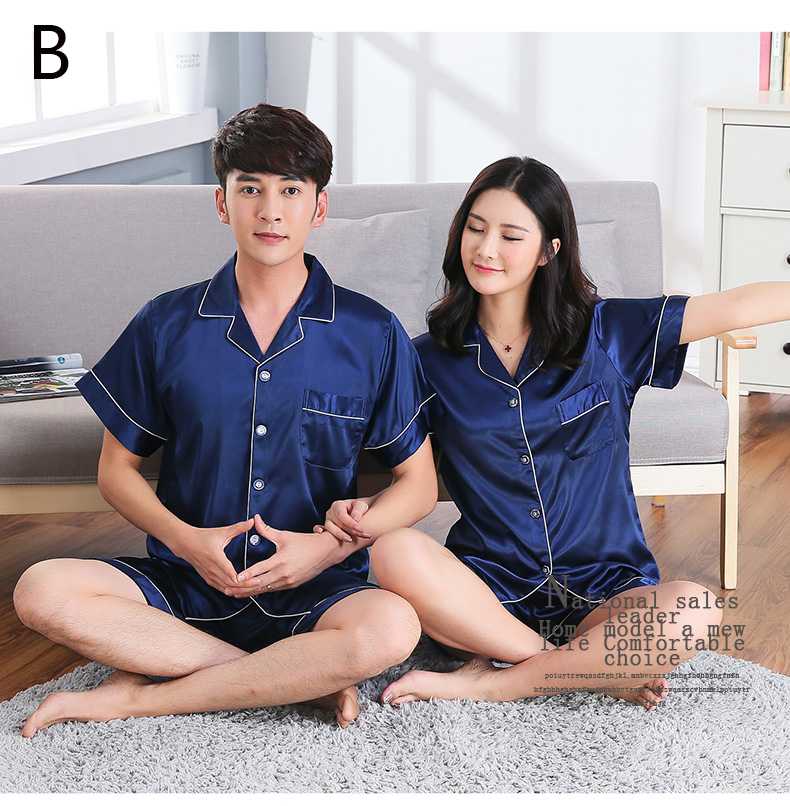 Summer family of four mother-daughter father-son ice silk clothes home service on sale