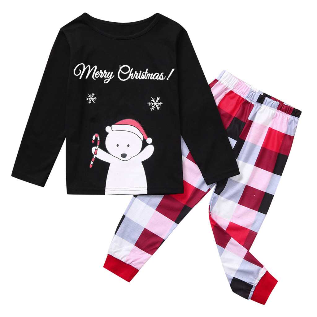 Winter new printed long-sleeved striped two-piece Christmas parent-child family pajamas set on sale 6