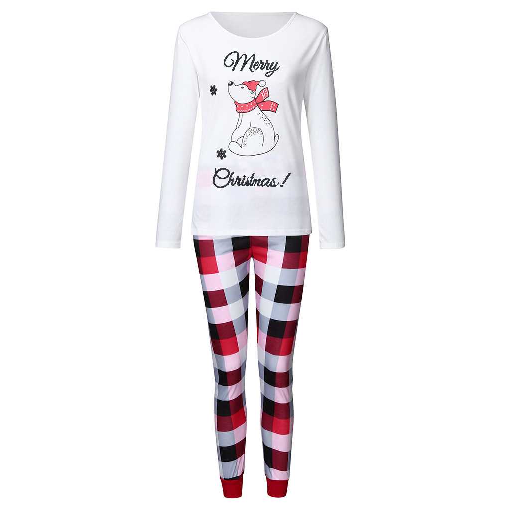 Winter new printed long-sleeved striped two-piece Christmas parent-child family pajamas set on sale 9