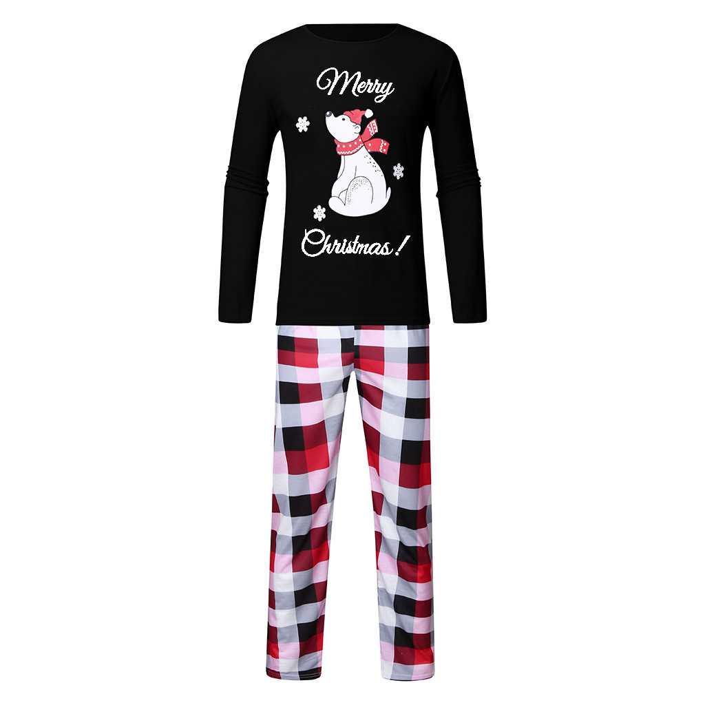 Winter new printed long-sleeved striped two-piece Christmas parent-child family pajamas set on sale 12