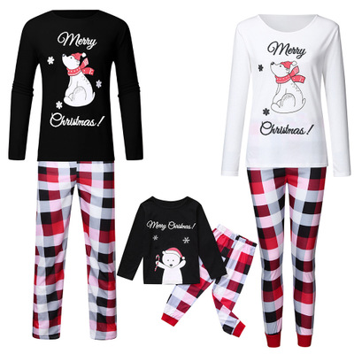 Winter new printed long-sleeved striped two-piece Christmas parent-child family pajamas set on sale 14
