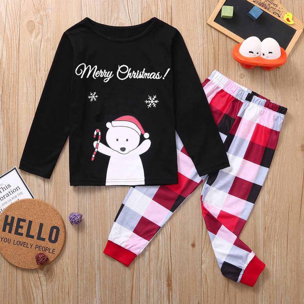 Winter new printed long-sleeved striped two-piece Christmas parent-child family pajamas set on sale 16