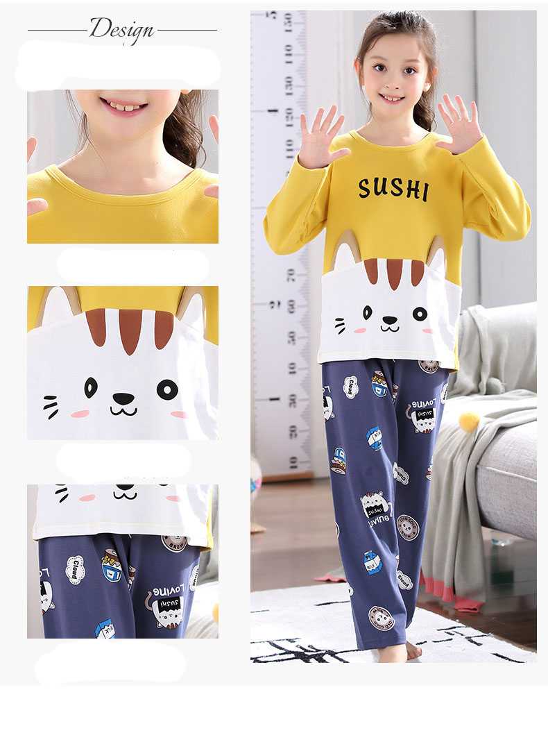 Cartoon cotton long-sleeved family suit mother and daughter summer air-conditioned home service on sale 6