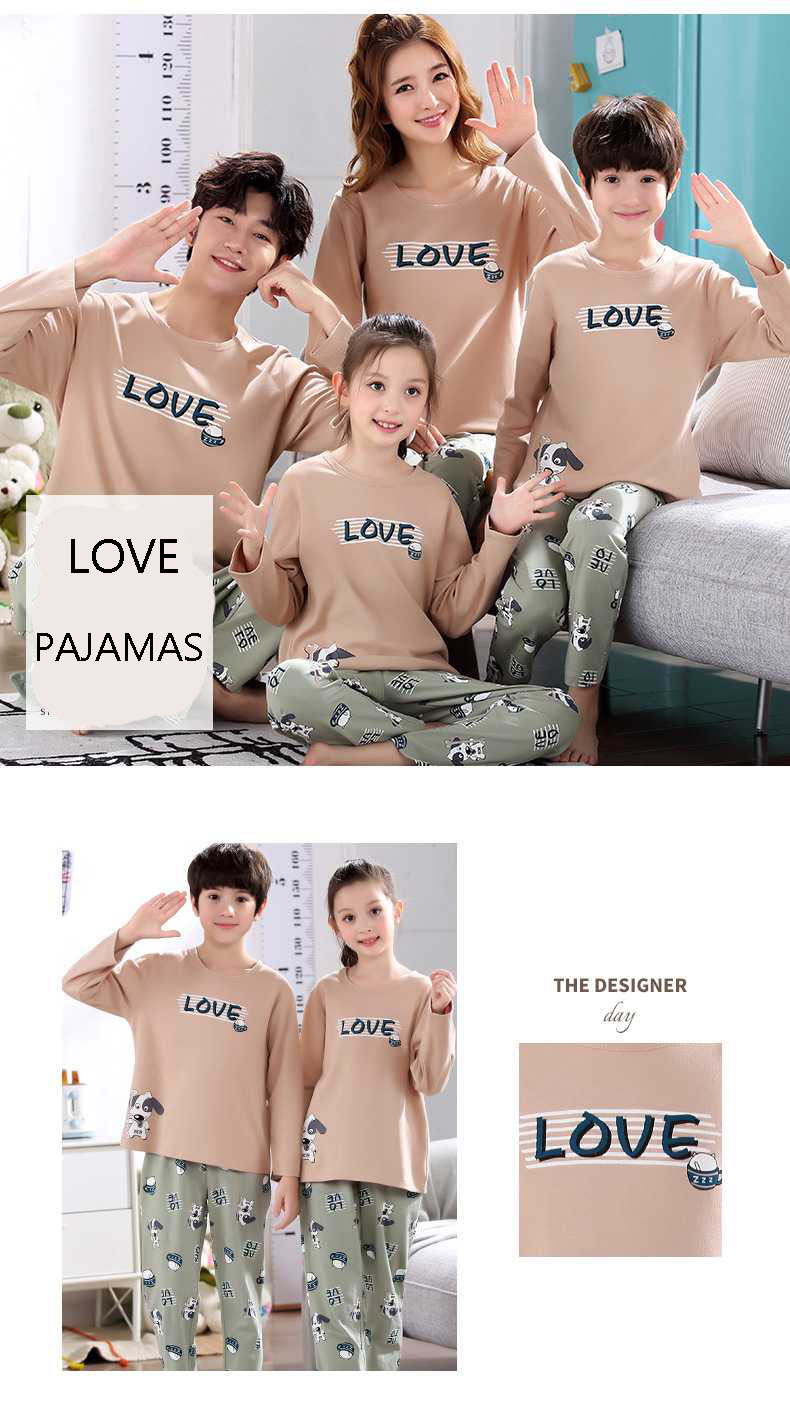 Cartoon cotton long-sleeved family suit mother and daughter summer air-conditioned home service on sale 12