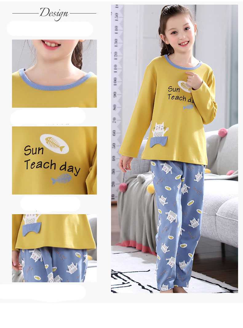 Cartoon cotton long-sleeved family suit mother and daughter summer air-conditioned home service on sale 13