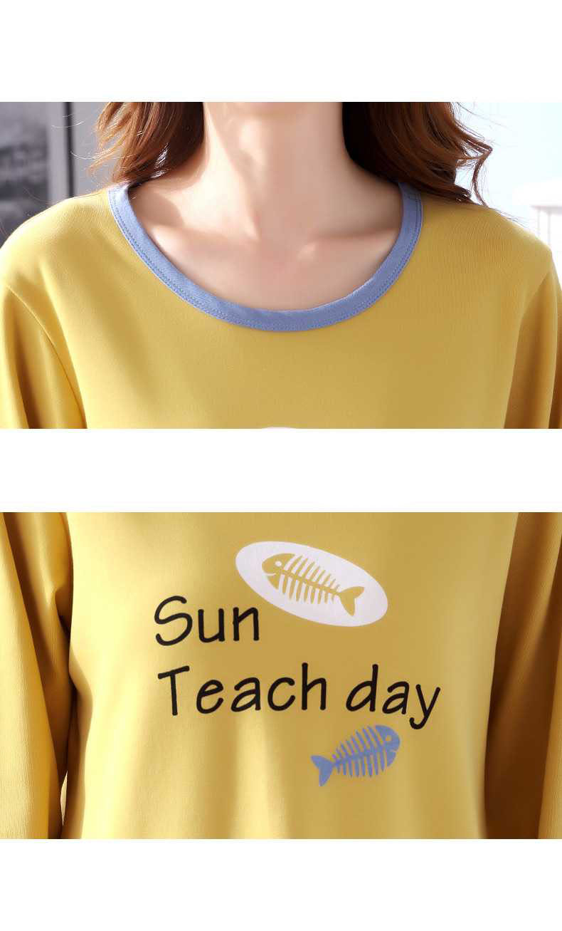 Cartoon cotton long-sleeved family suit mother and daughter summer air-conditioned home service on sale 15