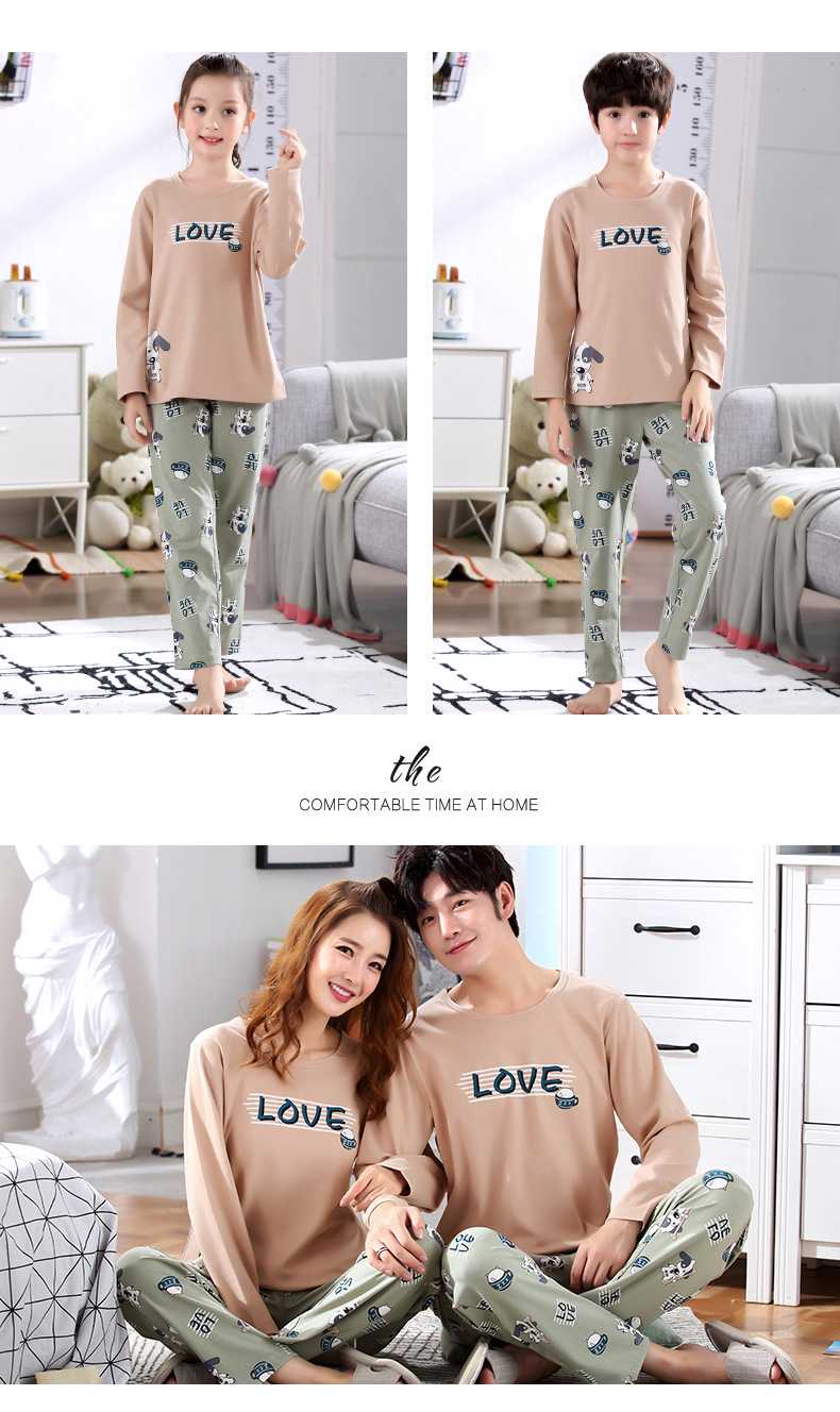 Cartoon cotton long-sleeved family suit mother and daughter summer air-conditioned home service on sale 20