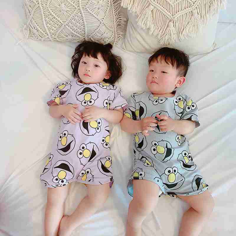 Summer mother and daughter parent-child anti-kick Siamese cartoon short-sleeved pajamas clothing on sale