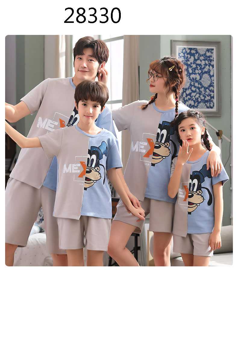 Short-sleeved cotton a family of three summer wear thin style home service suit on sale 7