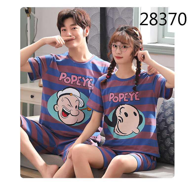 Short-sleeved cotton a family of three summer wear thin style home service suit on sale 12