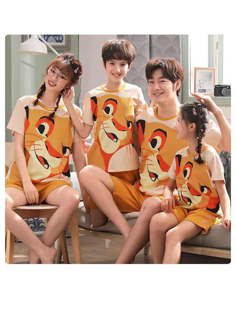 Short-sleeved cotton a family of three summer wear thin style home service suit on sale 13
