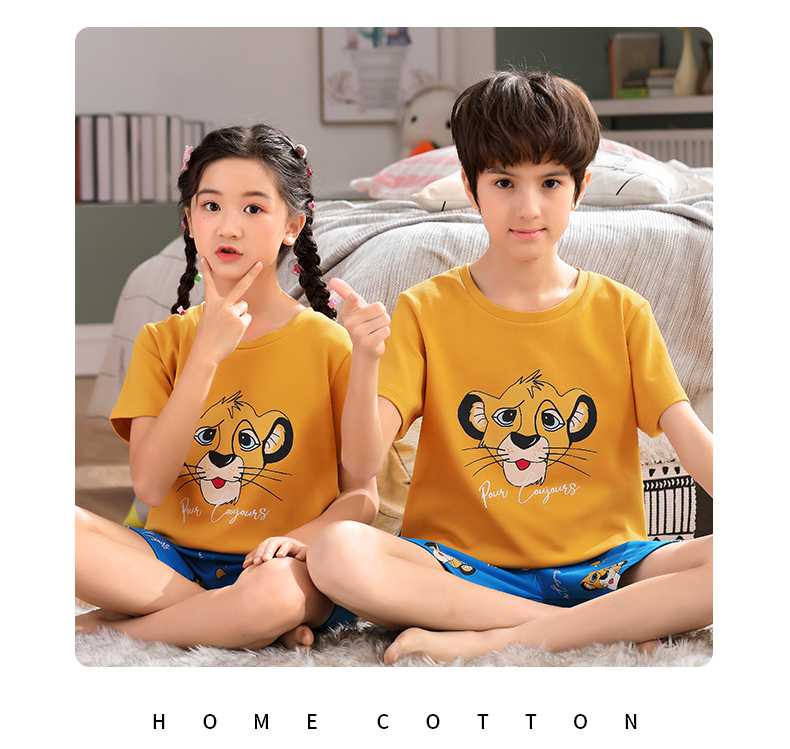Short-sleeved cotton a family of three summer wear thin style home service suit on sale 14