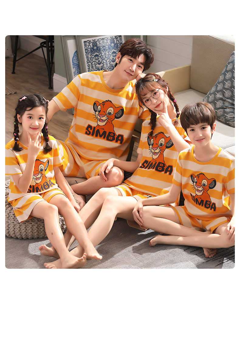 Short-sleeved cotton a family of three summer wear thin style home service suit on sale 17