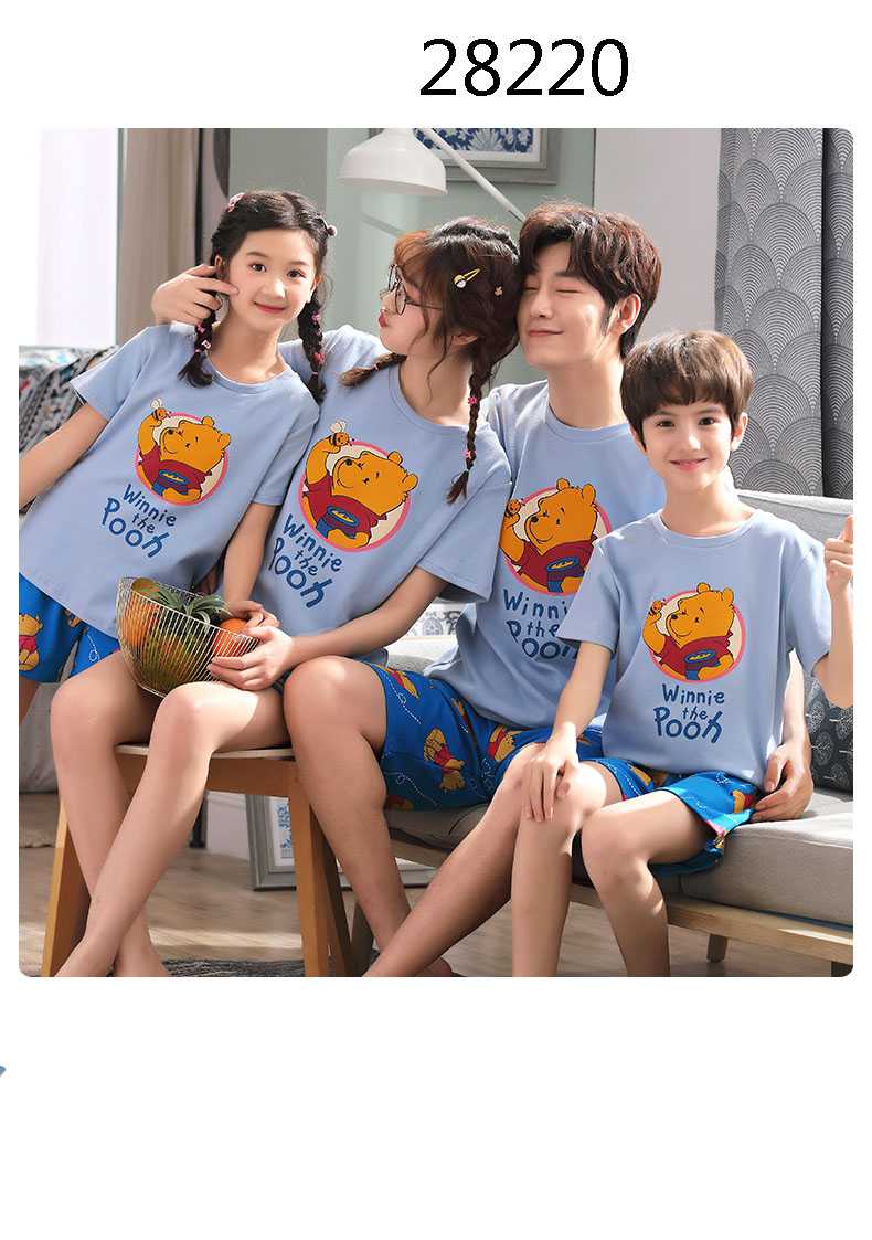 Short-sleeved cotton a family of three summer wear thin style home service suit on sale 19