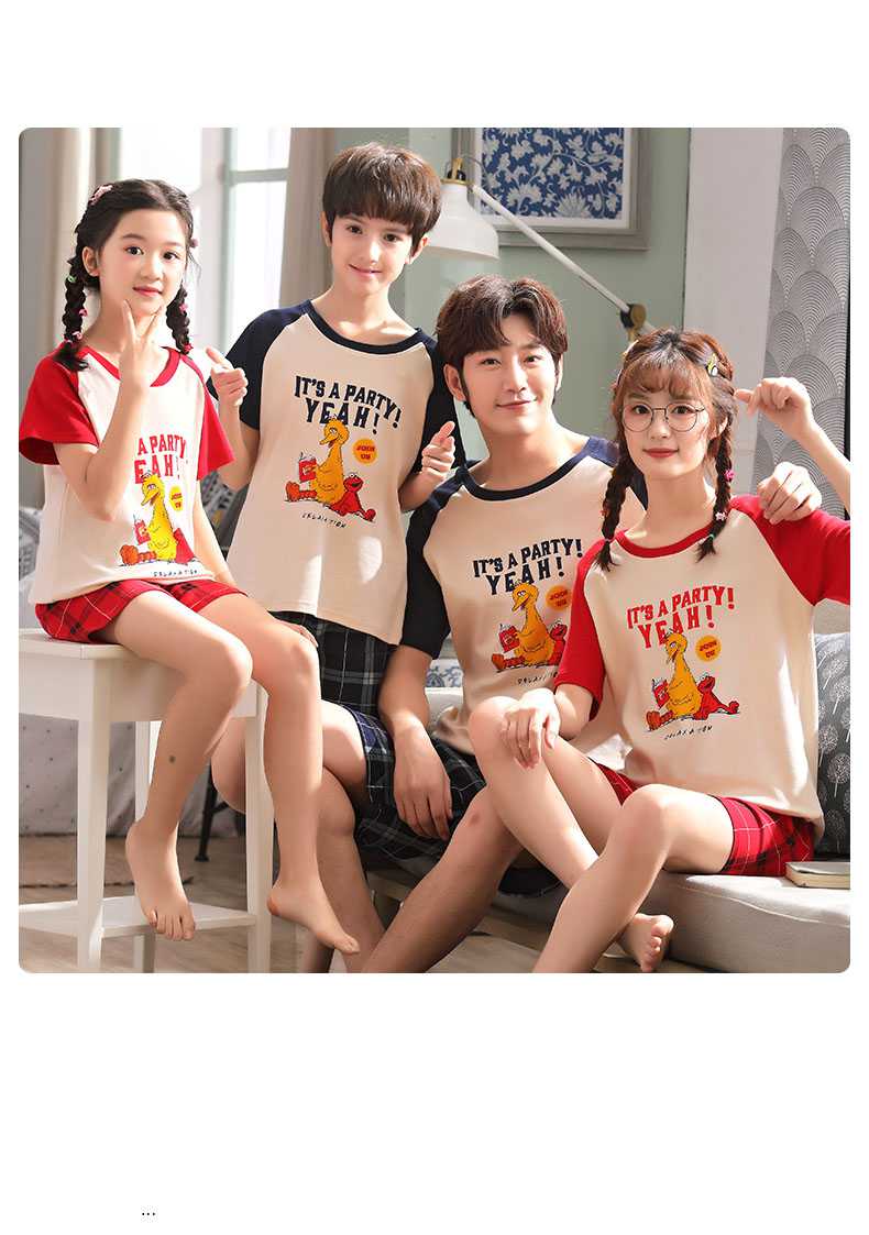 Short-sleeved cotton a family of three summer wear thin style home service suit on sale 20