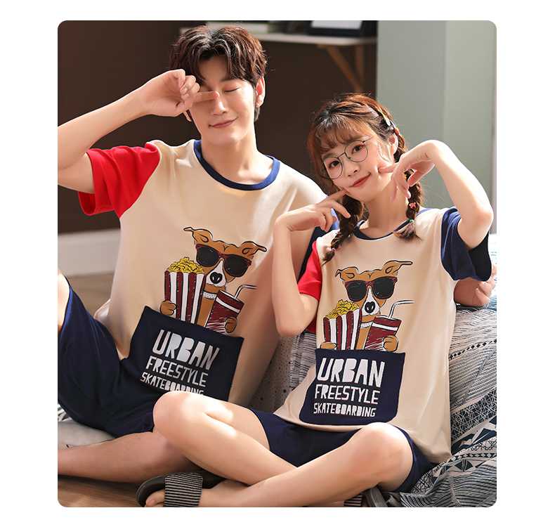Short-sleeved cotton a family of three summer wear thin style home service suit on sale 21