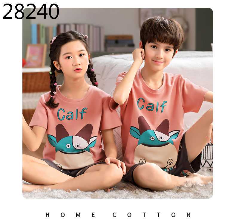 Short-sleeved cotton a family of three summer wear thin style home service suit on sale 22