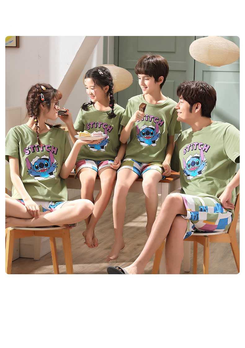 Short-sleeved cotton a family of three summer wear thin style home service suit on sale 25