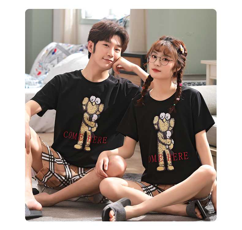 Short-sleeved cotton a family of three summer wear thin style home service suit on sale 31