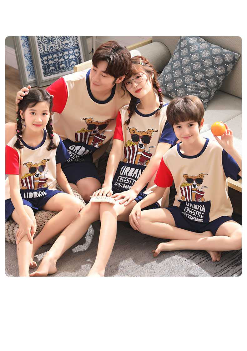 Short-sleeved cotton a family of three summer wear thin style home service suit on sale 33