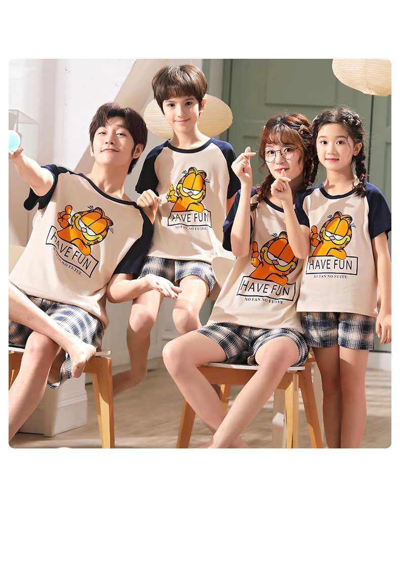 Short-sleeved cotton a family of three summer wear thin style home service suit on sale 34