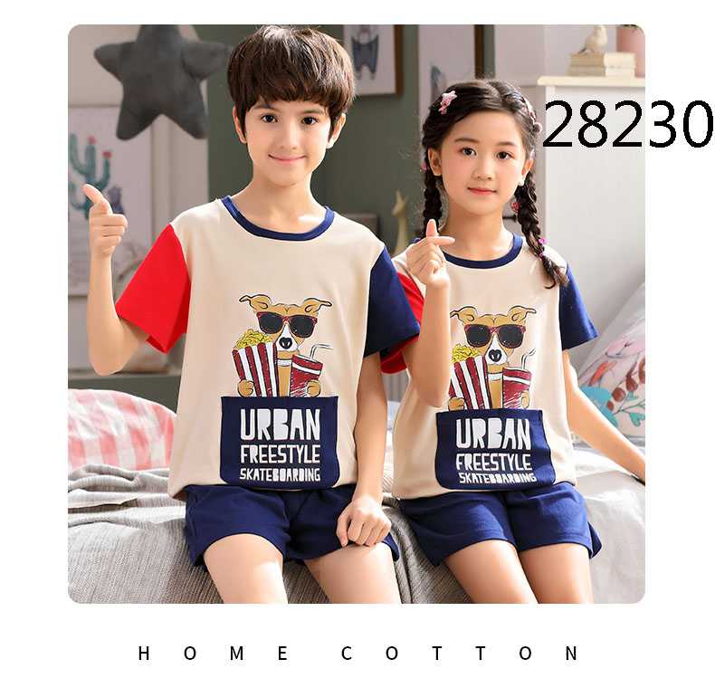 Short-sleeved cotton a family of three summer wear thin style home service suit on sale 35