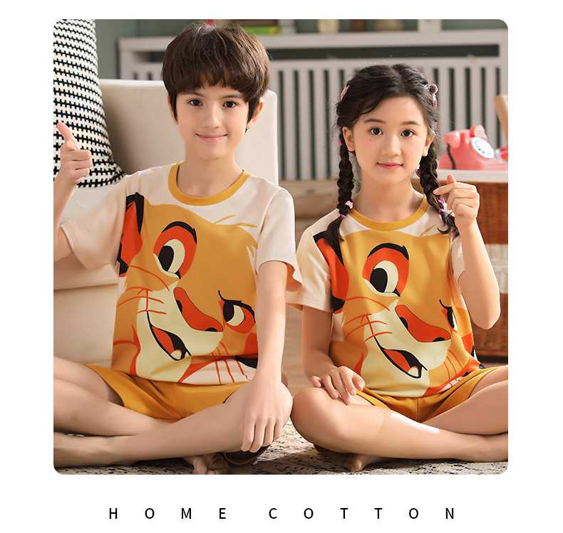 Short-sleeved cotton a family of three summer wear thin style home service suit on sale 37
