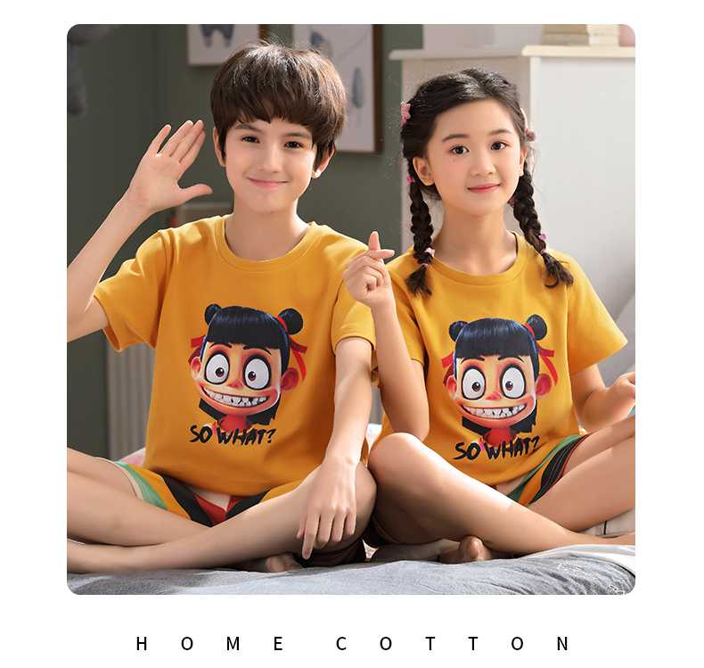 Short-sleeved cotton a family of three summer wear thin style home service suit on sale 41