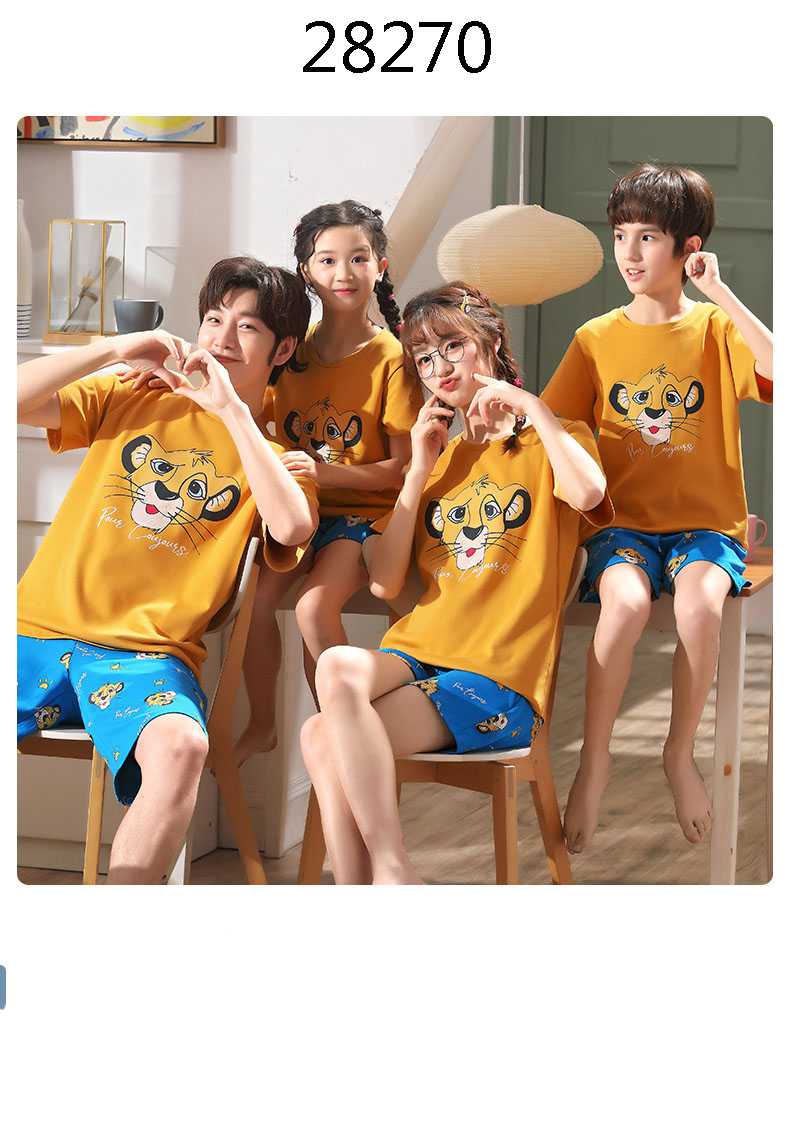 Short-sleeved cotton a family of three summer wear thin style home service suit on sale 1