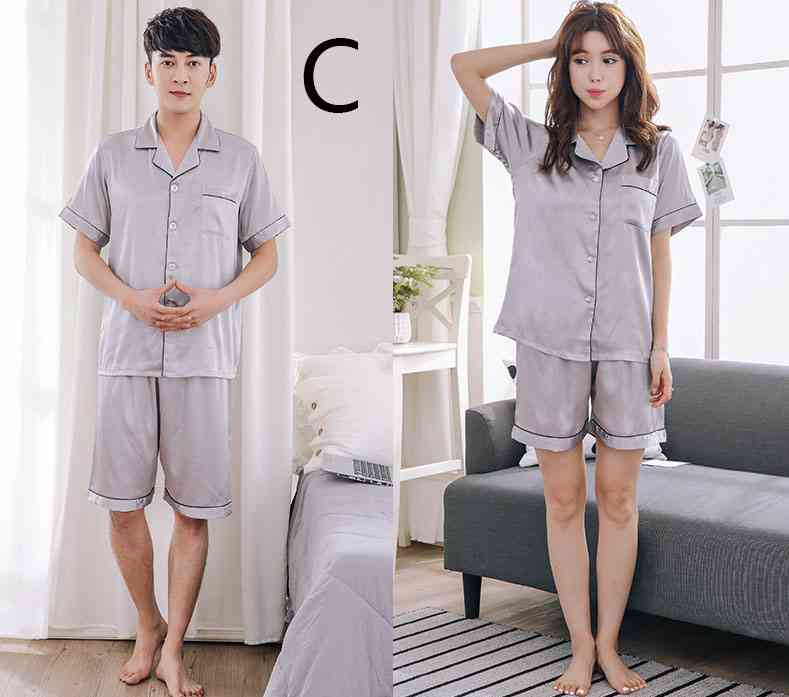 Short-sleeved casual family Suit Ice Silk Couple Home Service on sale 4