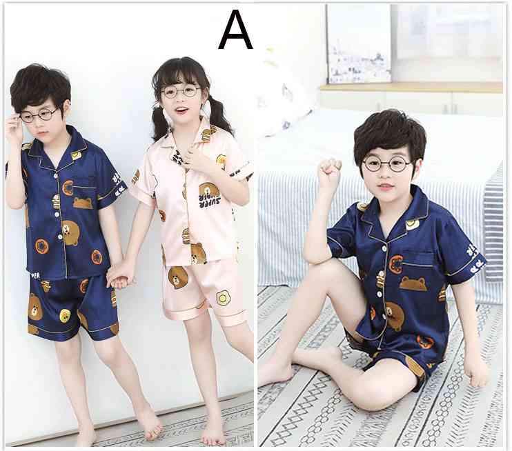Summer Family Of Three Short Sleeve Mother And Child Cute Cartoon Pajamas on sale 6