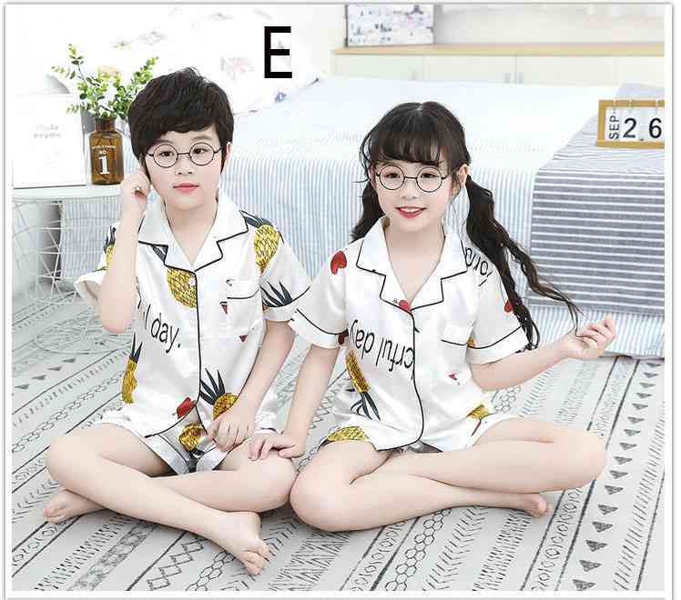 Summer Family Of Three Short Sleeve Mother And Child Cute Cartoon Pajamas on sale 9
