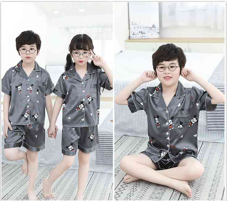 Summer Family Of Three Short Sleeve Mother And Child Cute Cartoon Pajamas on sale 12