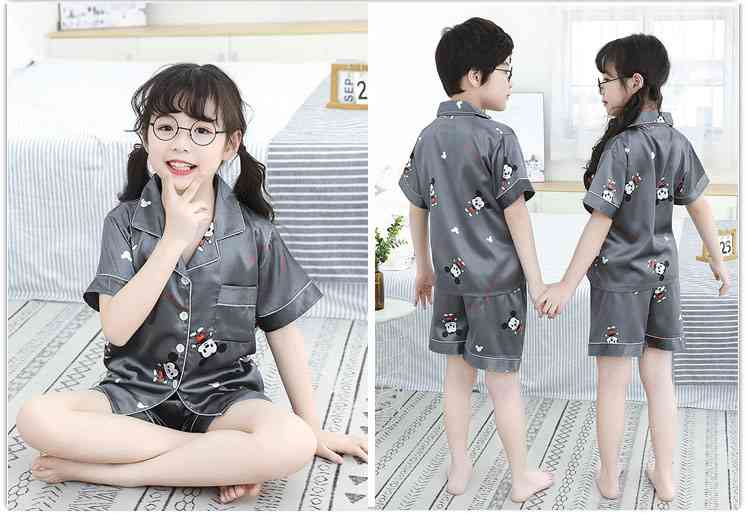 Summer Family Of Three Short Sleeve Mother And Child Cute Cartoon Pajamas on sale 13
