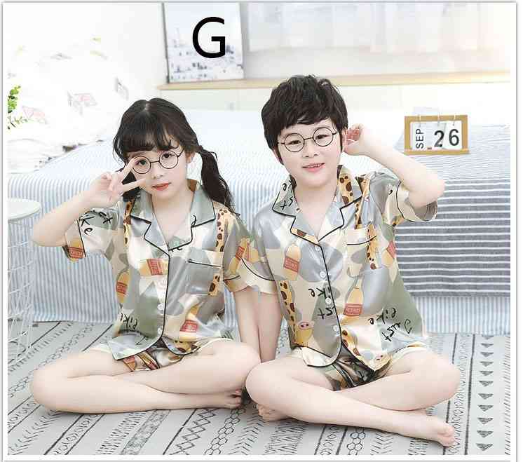 Summer Family Of Three Short Sleeve Mother And Child Cute Cartoon Pajamas on sale 14
