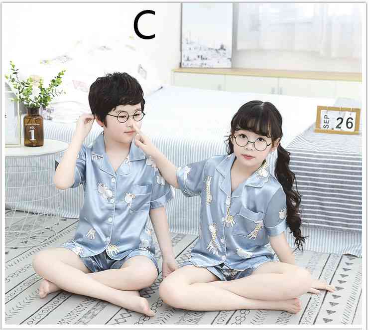 Summer Family Of Three Short Sleeve Mother And Child Cute Cartoon Pajamas on sale 1