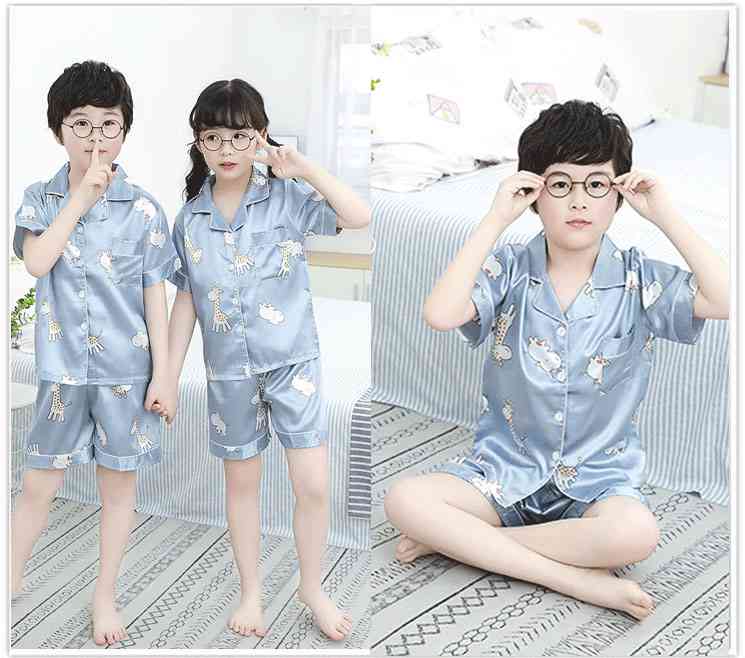 Summer Family Of Three Short Sleeve Mother And Child Cute Cartoon Pajamas on sale 2
