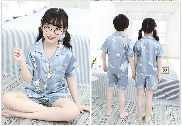 Summer Family Of Three Short Sleeve Mother And Child Cute Cartoon Pajamas on sale 3