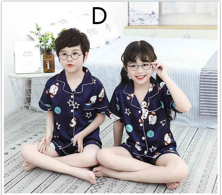 Summer Family Of Three Short Sleeve Mother And Child Cute Cartoon Pajamas on sale 4