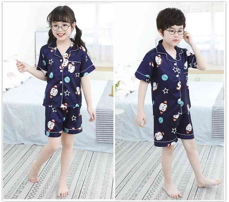 Summer Family Of Three Short Sleeve Mother And Child Cute Cartoon Pajamas on sale 5